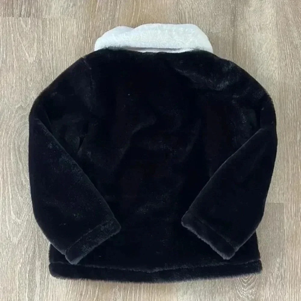 Matilda Jane Just Imagine Artis Black Faux Fur‎ Coat Girls 6 NWT